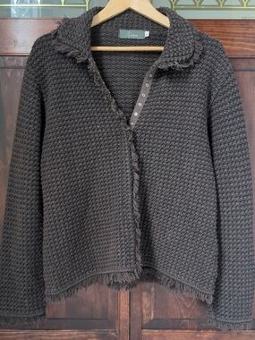 Willow | Textured Fringe Knit Cardigan Sweater | Women's Size L